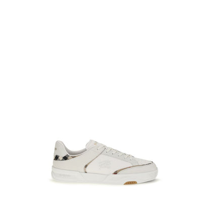 Burberry White Calf Leather Bos Taurus Low Top Sneakers