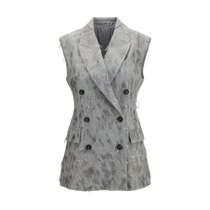 Brunello Cucinelli Gray Wool Oves Aries Sleeveless Jacket