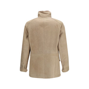 Brunello Cucinelli Beige Lambskin Full-Length Jacket