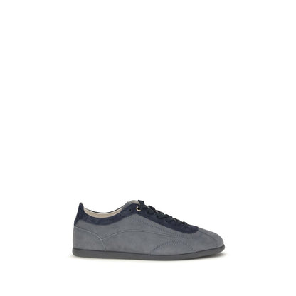 Brunello Cucinelli Gray Calf Leather Bos Taurus Low Top Sneakers