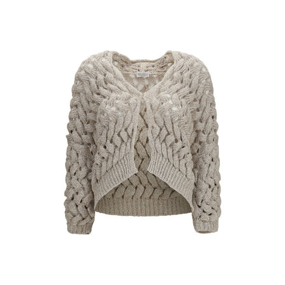 Brunello Cucinelli Beige Silk Cardigan