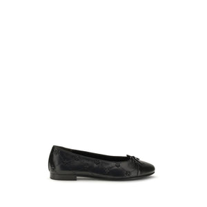 Tory Burch Black Calf Leather Bos Taurus Ballet Flats