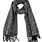 Gucci Monogram Grey Wool Scarf with Fringe