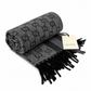 Gucci Monogram Grey Wool Scarf with Fringe