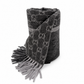 Gucci Monogram Charcoal Grey Cashmere & Wool Scarf with Fringe