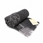 Gucci Monogram Charcoal Grey Cashmere & Wool Scarf with Fringe