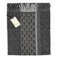 Gucci Monogram Charcoal Grey Cashmere & Wool Scarf with Fringe