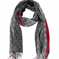 Gucci Monogram Grey Cashmere & Wool Scarf with Red & Black Stripe