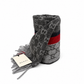 Gucci Monogram Grey Cashmere & Wool Scarf with Red & Black Stripe