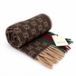 Gucci Monogram Brown Cashmere & Wool Scarf with Green & Red Web Stripe