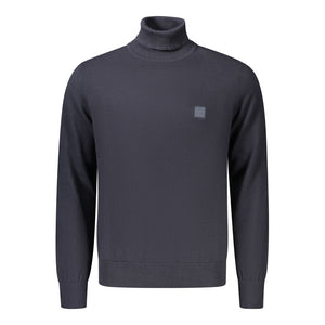 Hugo Boss Blue Cotton Turtleneck
