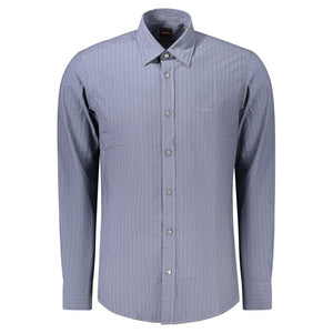 Hugo Boss Blue Cotton Mens Shirt