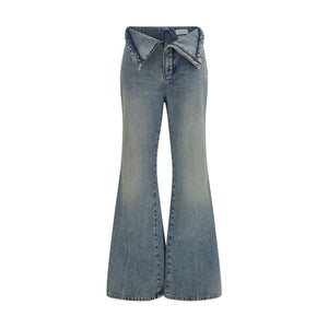 Alexander McQueen Blue Cotton Flared Jeans