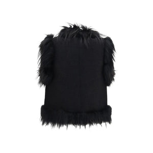Fendi Black Wool Oves Aries Sleeveless Jacket