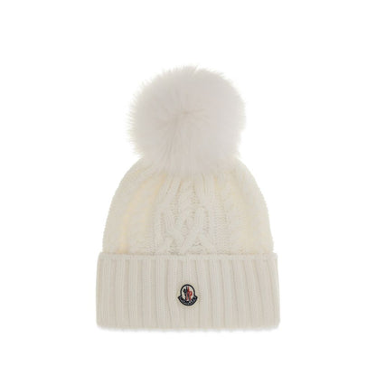 Moncler White Wool Oves Aries Beanie