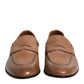Brunello Cucinelli Brown Leather Slip-On Loafers