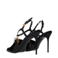 Balmain Black Leather Stiletto Heel Sandals