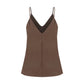 Brunello Cucinelli Brown Silk Sleeveles T-Shirt