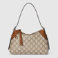 Gucci Emblem Small Shoulder Bag Beige Brown