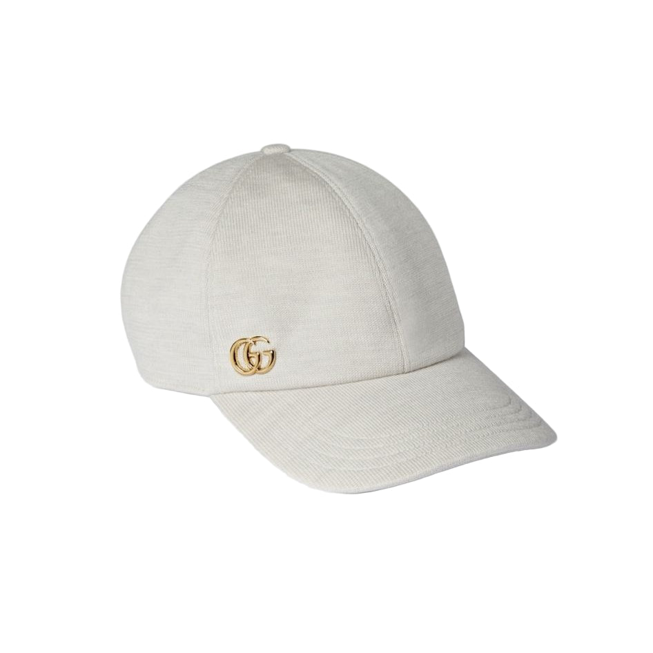 Wool baseball hat with Double G logo on a white background