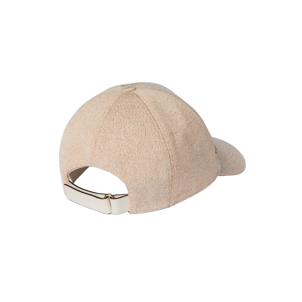 Beige baseball cap on a light gray background