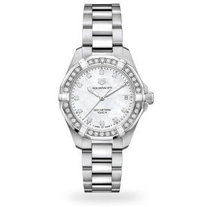 Tag Heuer Aquaracer Diamonds White Dial Silver Steel Strap Watch For Women Wbd1415 Ba0741