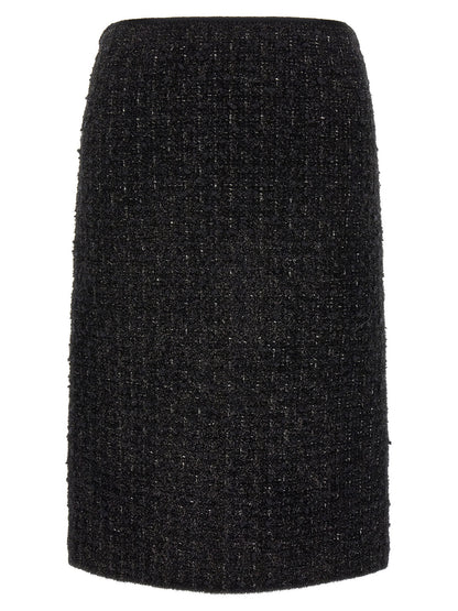 Tory Burch Black Metallic Tweed Skirt