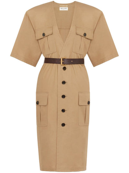 Saint Laurent Saint Laurent Cotton twill midi dress