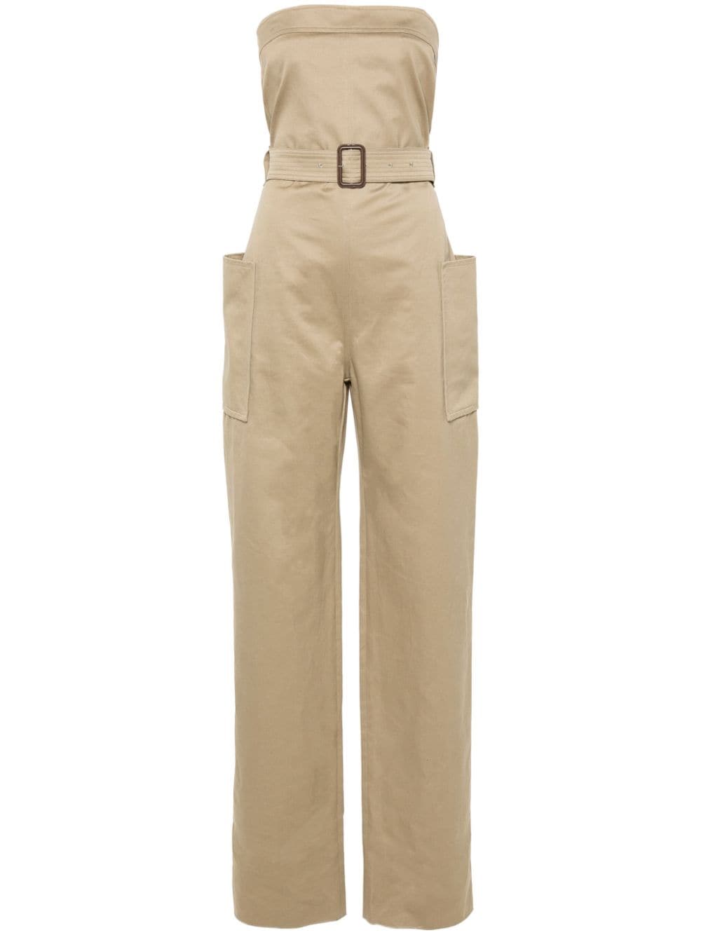 Saint Laurent Saint Laurent strapless belted cotton jumpsuit