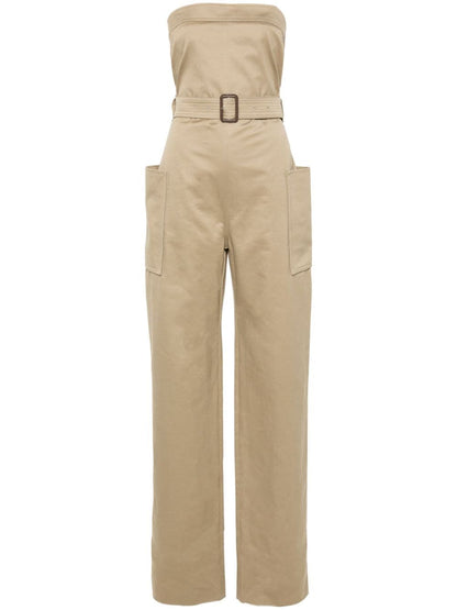 Saint Laurent Saint Laurent strapless belted cotton jumpsuit