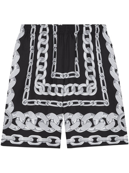 Versace Versace Medusa Chains Silk Shorts