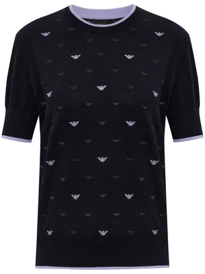 Emporio Armani Jumper with all-over micro eagle embroidery