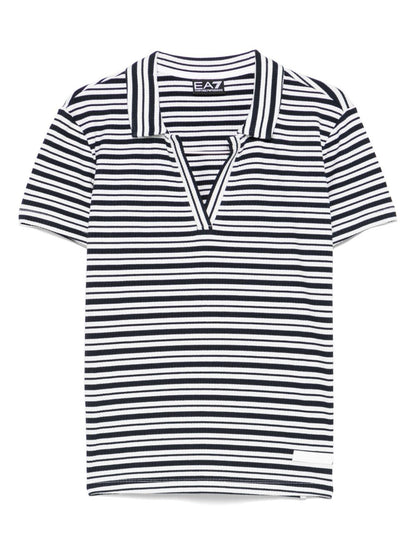 Ea7 V-neck Striped polo shirt