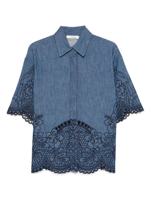 Zimmermann Zimmermann Coco Embroidered Denim Shirt
