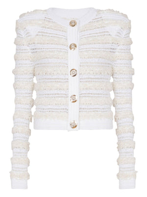 Balmain Balmain Long-sleeved tweed-effect knit cardigan