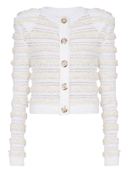 Balmain Balmain Long-sleeved tweed-effect knit cardigan