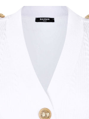 Balmain Balmain Button-Trim Cable-Knit Cardigan