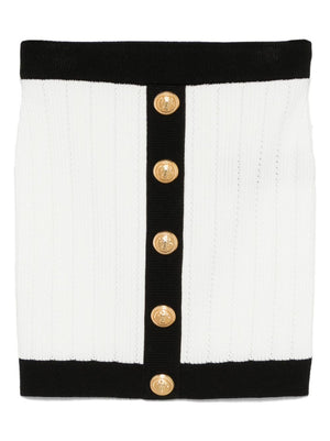 Balmain Balmain Button-embellished ribbed-knit mini skirt