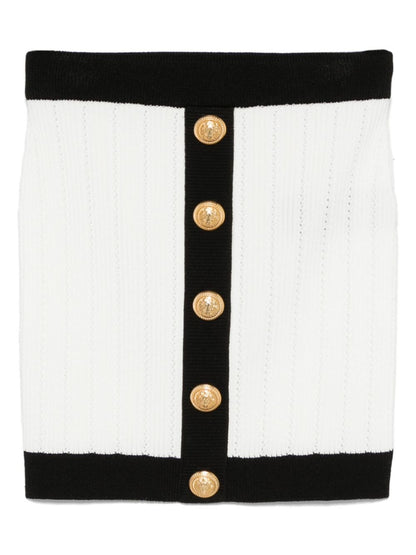 Balmain Balmain Button-embellished ribbed-knit mini skirt