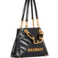 Balmain 1945 Soft PB-monogrammed crinkled small leather tote bag black