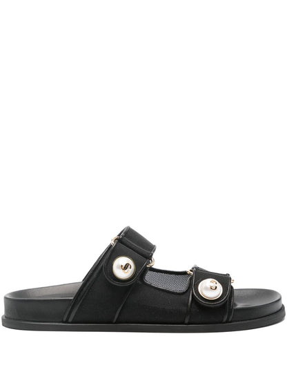 Jimmy Choo Jimmy Choo Fayence Sandal Low leather sandals with pearls