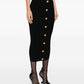 Balmain Balmain Cable-knit button-front midi fitted skirt