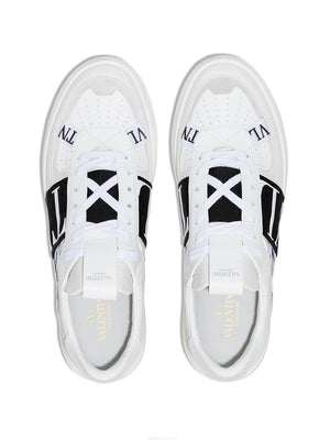 Valentino Garavani Valentino Garavani VL7N Low-Top Sneaker In Calfskin, Mesh Fabric And Ribbons