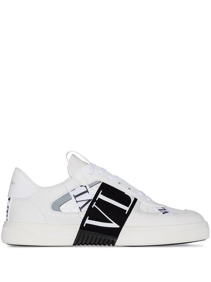 Valentino Garavani Valentino Garavani VL7N Low-Top Sneaker In Calfskin, Mesh Fabric And Ribbons