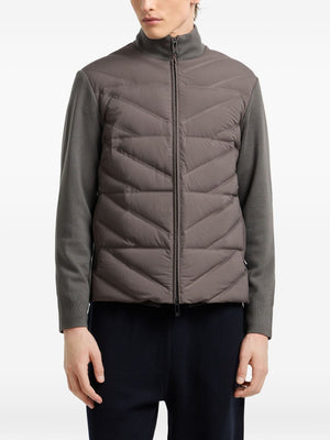 Emporio Armani Quilted panelled padded jacket Gray