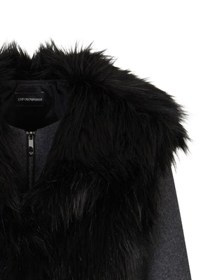 Emporio Armani Polygon capsule collection two-in-one wool cloth jacket with faux fur gilet