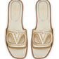 Valentino Garavani Vlogo Cut-Out Laminated Nappa Leather Slide Sandal
