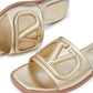 Valentino Garavani Vlogo Cut-Out Laminated Nappa Leather Slide Sandal