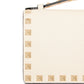 Valentino Garavani Rockstud Grainy Leather Wallet on Chain Beige