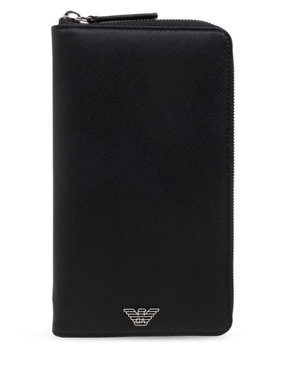 Emporio Armani Saffiano Leather Organizer With Asv Eagle Plaque
